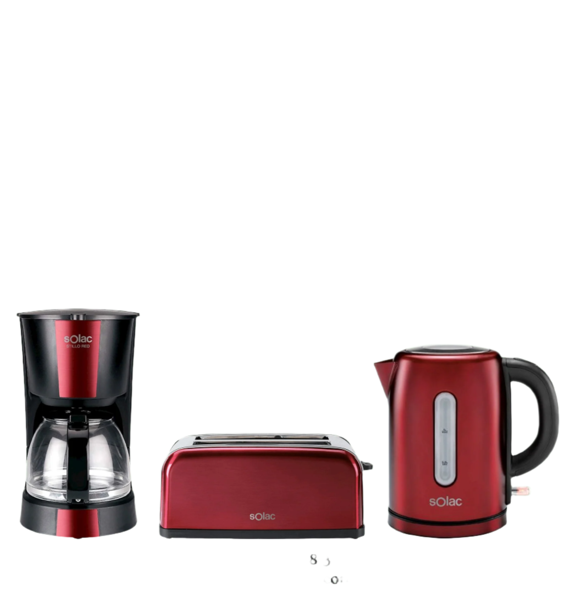 Solac Stillo Morning Set 3pcs Coffee Maker, Kettle, Toaster, Red & Black Kitchen Se